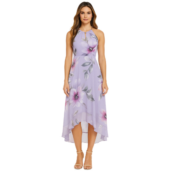 White House Black Market Dresses & Skirts - White House Black Market Floral Soft Halter Dress Lavender Size 6